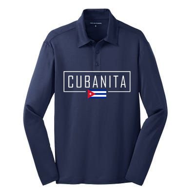 Cubanita Cuban Flag Logo Silk Touch Performance Long Sleeve Polo