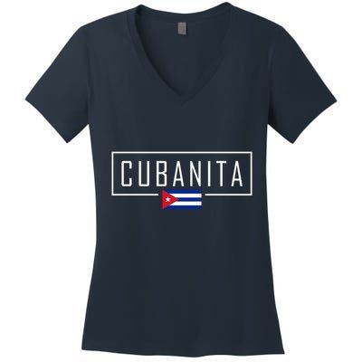 Cubanita Cuban Flag Logo Women's V-Neck T-Shirt