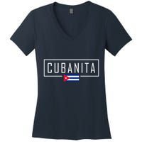 Cubanita Cuban Flag Logo Women's V-Neck T-Shirt