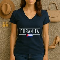 Cubanita Cuban Flag Logo Women's V-Neck T-Shirt