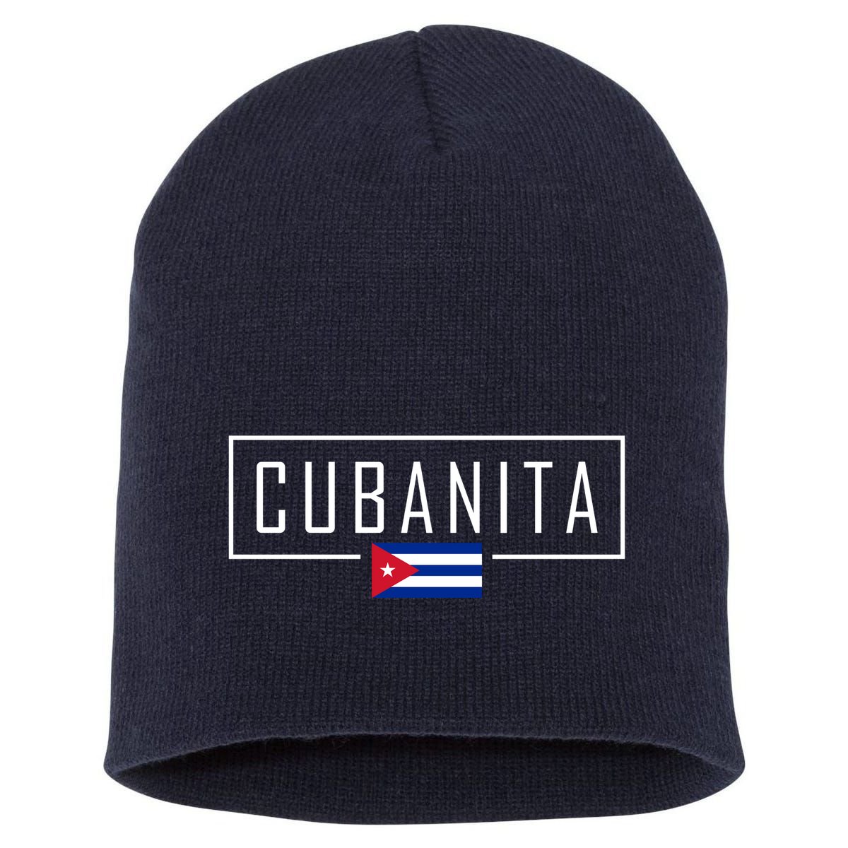 Cubanita Cuban Flag Logo Short Acrylic Beanie