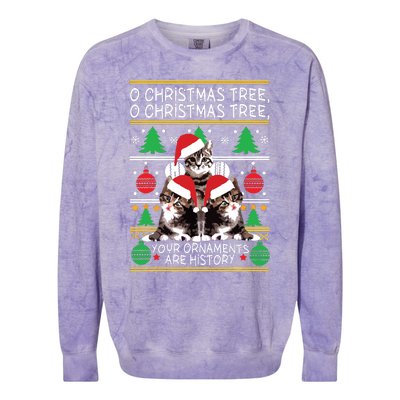 Cats Christmas Funny Ornaments Pajama Family Gift Colorblast Crewneck Sweatshirt