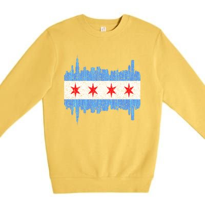 Chicago City Flag Vintage Premium Crewneck Sweatshirt