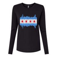 Chicago City Flag Vintage Womens Cotton Relaxed Long Sleeve T-Shirt