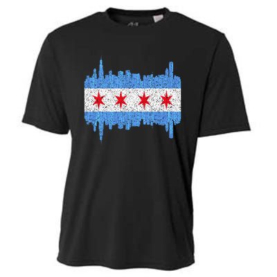 Chicago City Flag Vintage Cooling Performance Crew T-Shirt