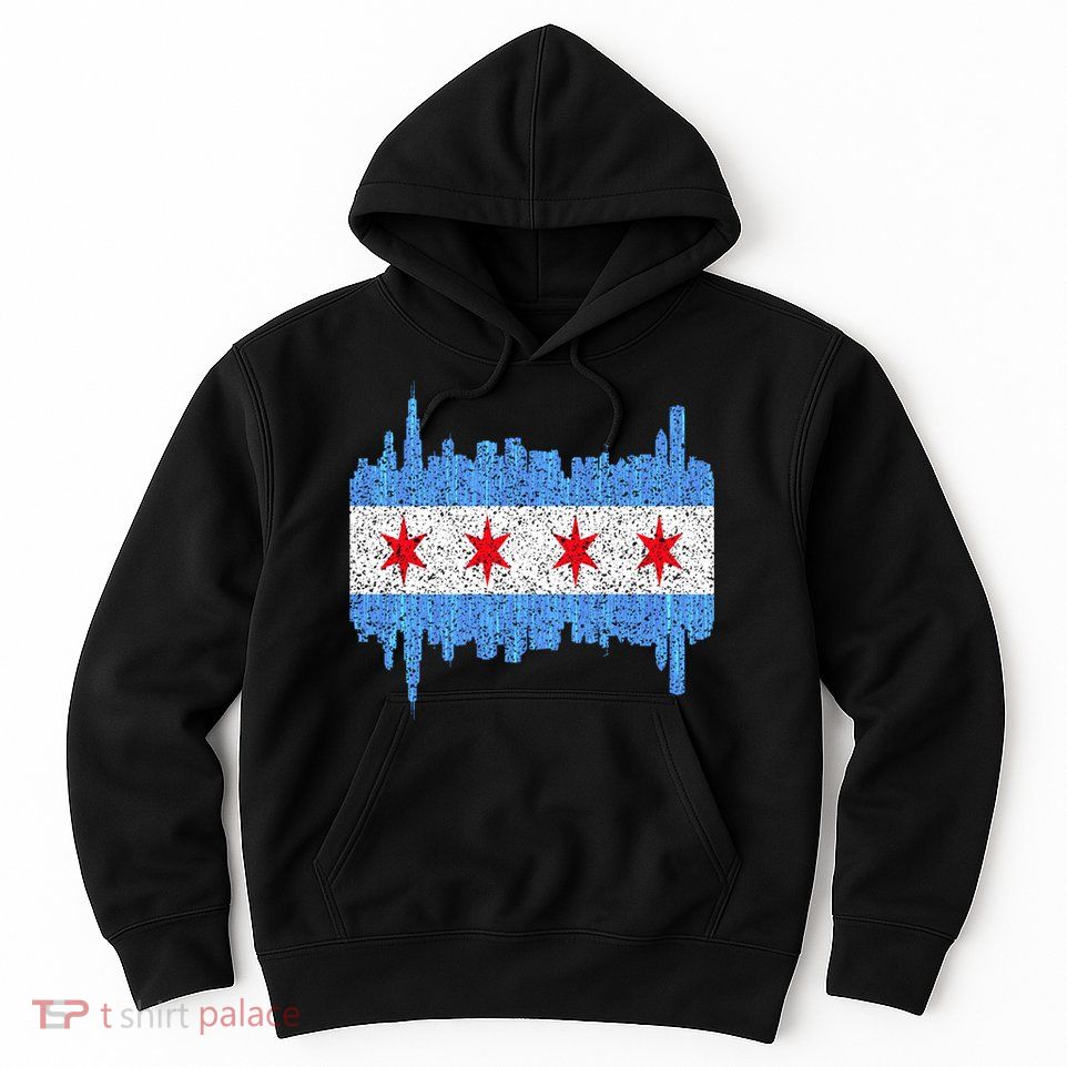 Chicago City Flag Vintage Hoodie