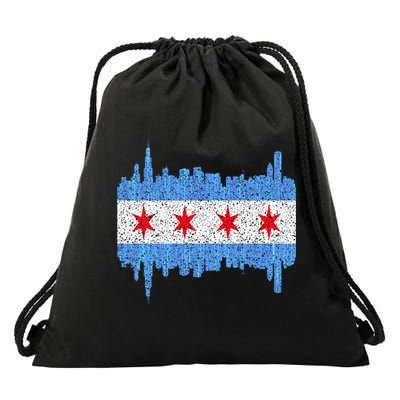 Chicago City Flag Vintage Drawstring Bag