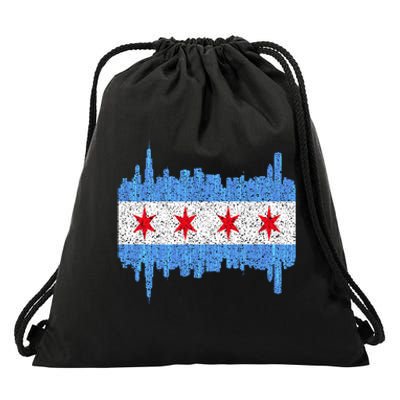 Chicago City Flag Vintage Drawstring Bag