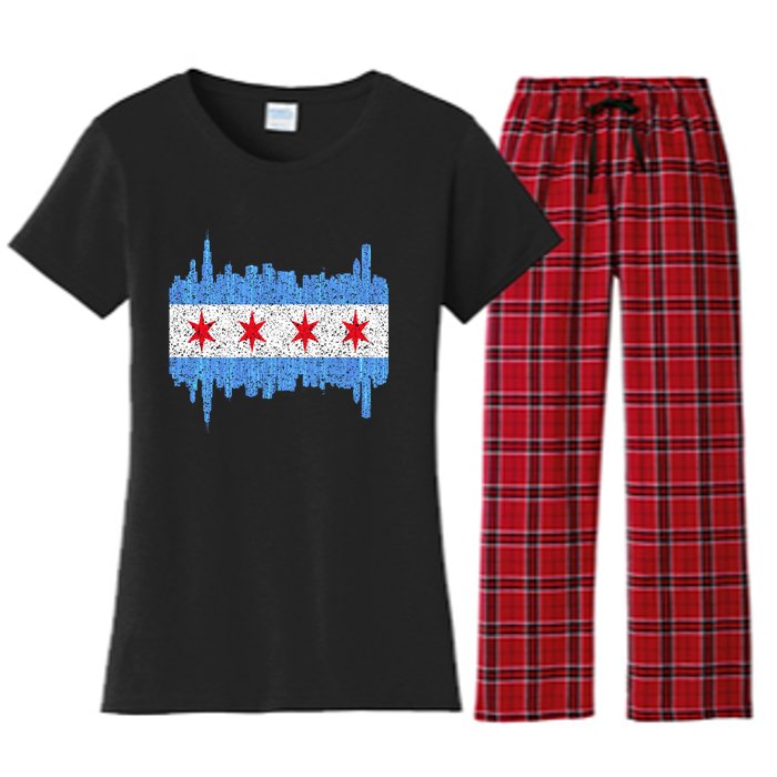 Chicago City Flag Vintage Women's Flannel Pajama Set