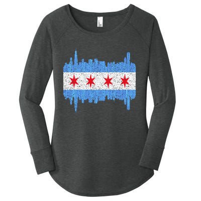 Chicago City Flag Vintage Women's Perfect Tri Tunic Long Sleeve Shirt