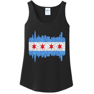 Chicago City Flag Vintage Ladies Essential Tank