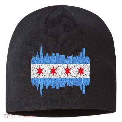 Chicago City Flag Vintage Sustainable Beanie