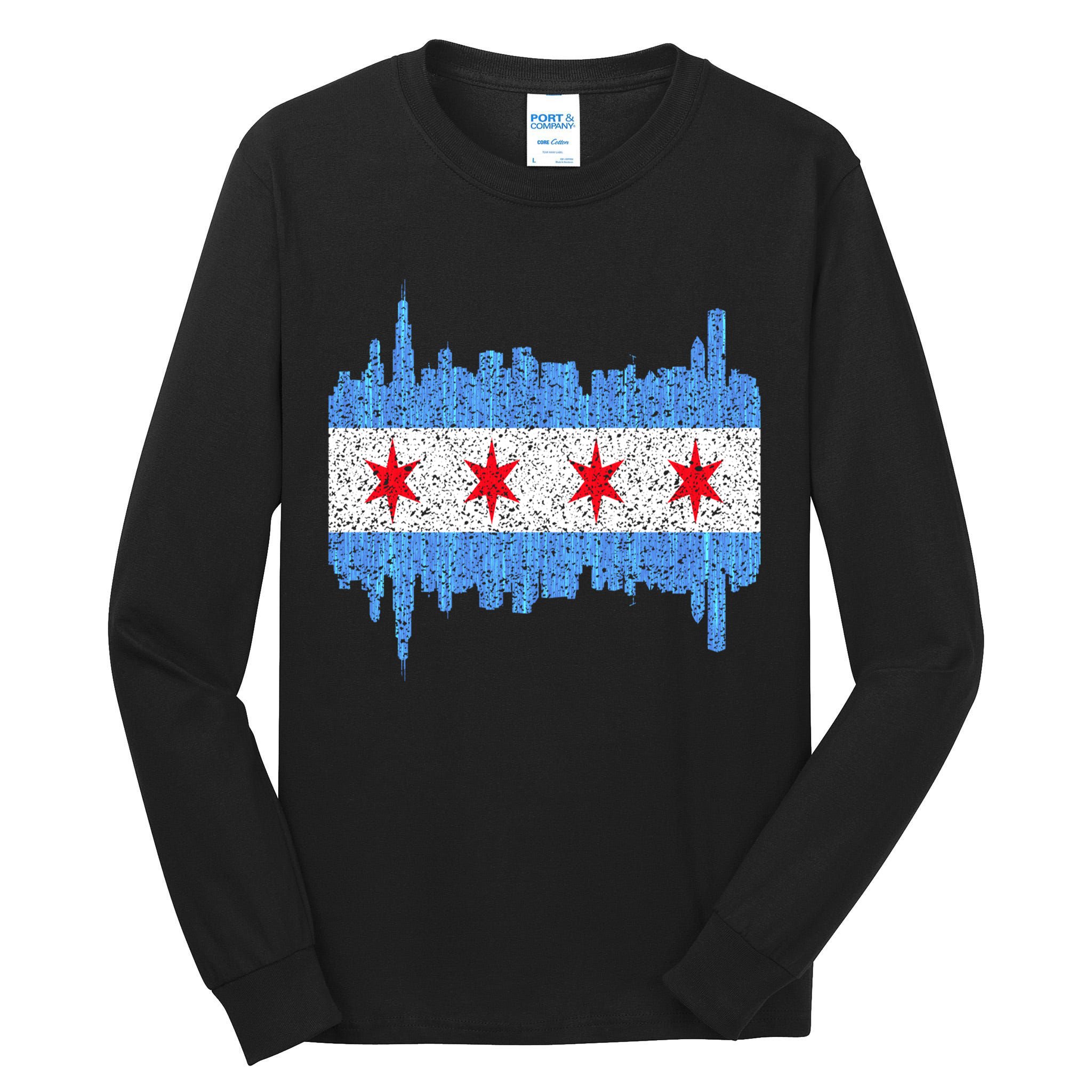 Chicago City Flag Vintage Tall Long Sleeve T-Shirt