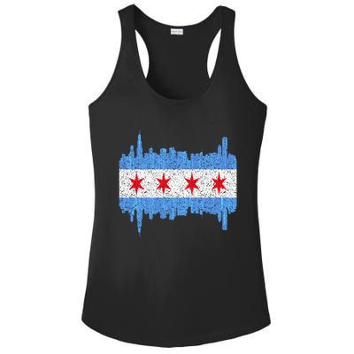 Chicago City Flag Vintage Ladies PosiCharge Competitor Racerback Tank