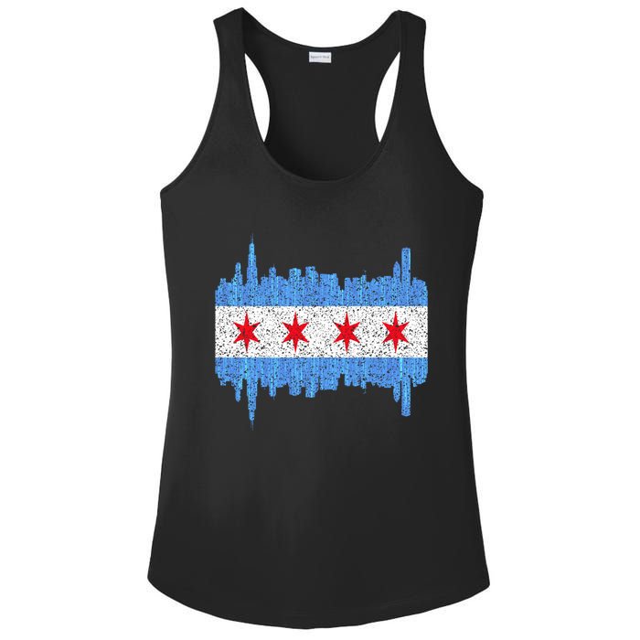 Chicago City Flag Vintage Ladies PosiCharge Competitor Racerback Tank