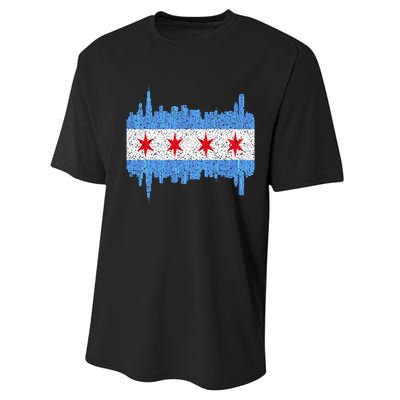 Chicago City Flag Vintage Performance Sprint T-Shirt