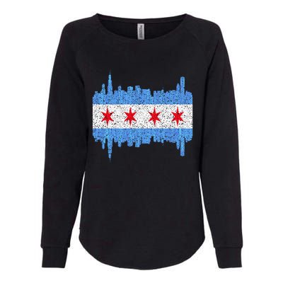 Chicago City Flag Vintage Womens California Wash Sweatshirt