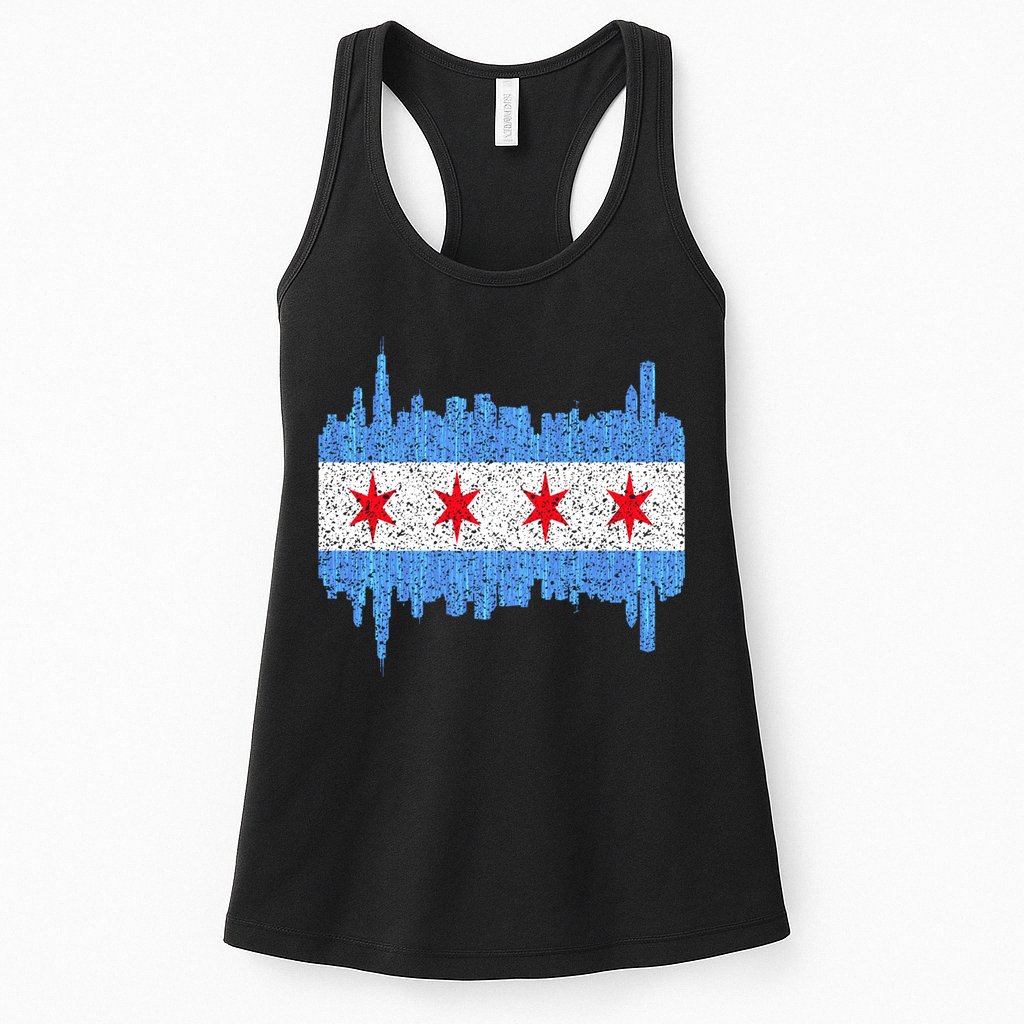 Chicago City Flag Vintage Womens Tank Top