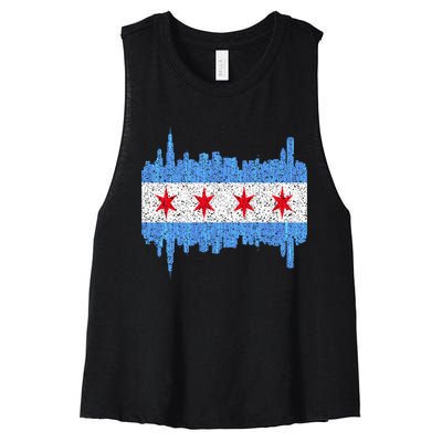 Chicago City Flag Vintage Women's Racerback Cropped Tank