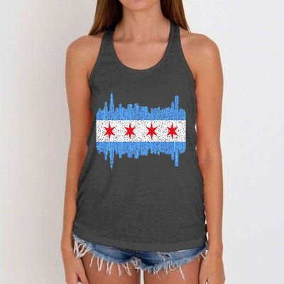 Chicago City Flag Vintage Women's Knotted Racerback Tank