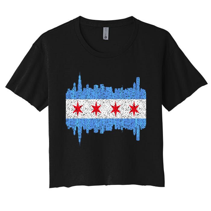 Chicago City Flag Vintage Women's Crop Top Tee