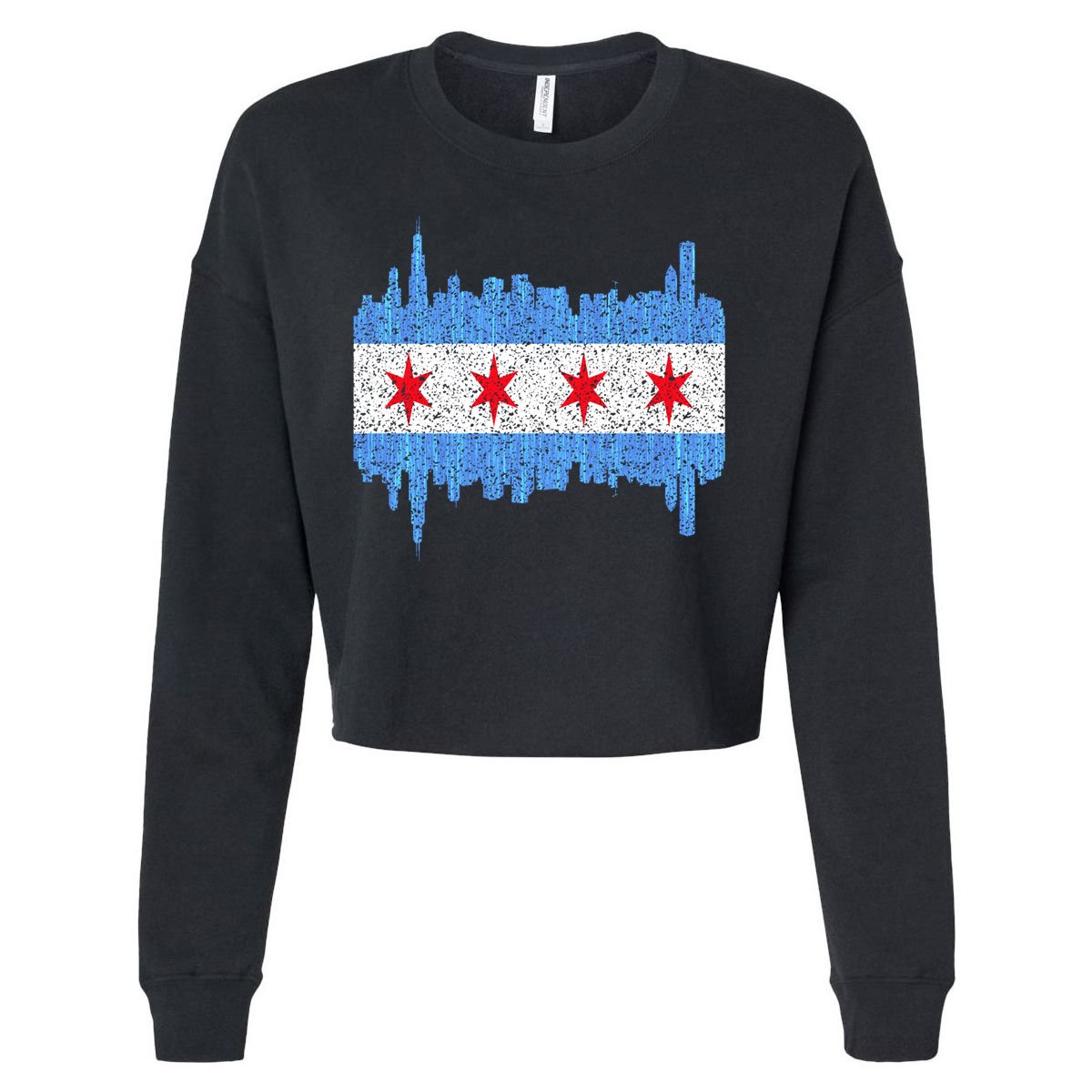 Chicago City Flag Vintage Cropped Pullover Crew