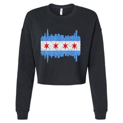 Chicago City Flag Vintage Cropped Pullover Crew