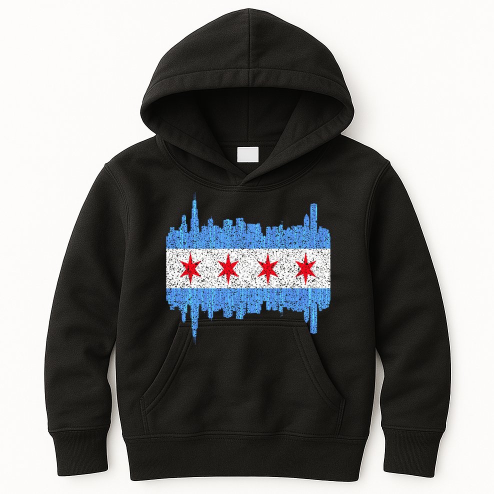 Chicago City Flag Vintage Kids Hoodie