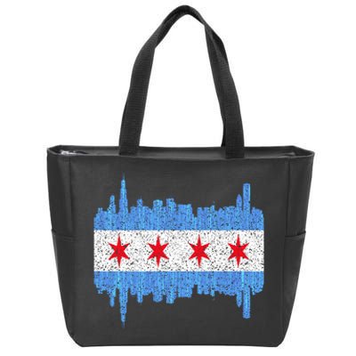 Chicago City Flag Vintage Zip Tote Bag