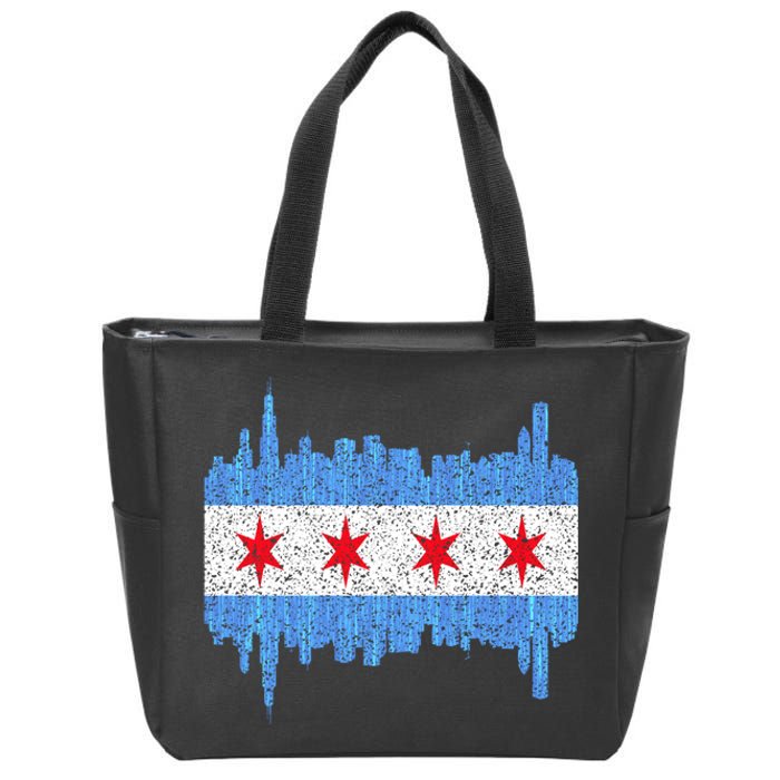 Chicago City Flag Vintage Zip Tote Bag