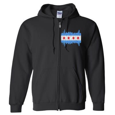 Chicago City Flag Vintage Full Zip Hoodie