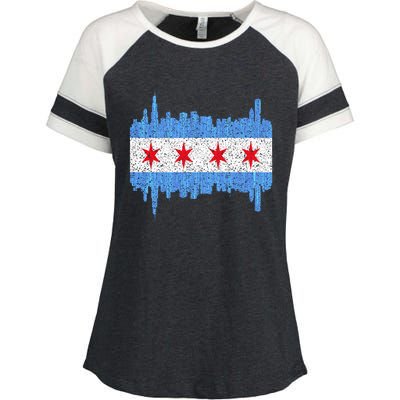 Chicago City Flag Vintage Enza Ladies Jersey Colorblock Tee