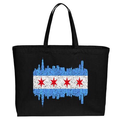 Chicago City Flag Vintage Cotton Canvas Jumbo Tote