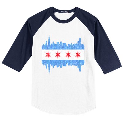 Chicago City Flag Vintage Baseball Sleeve Shirt