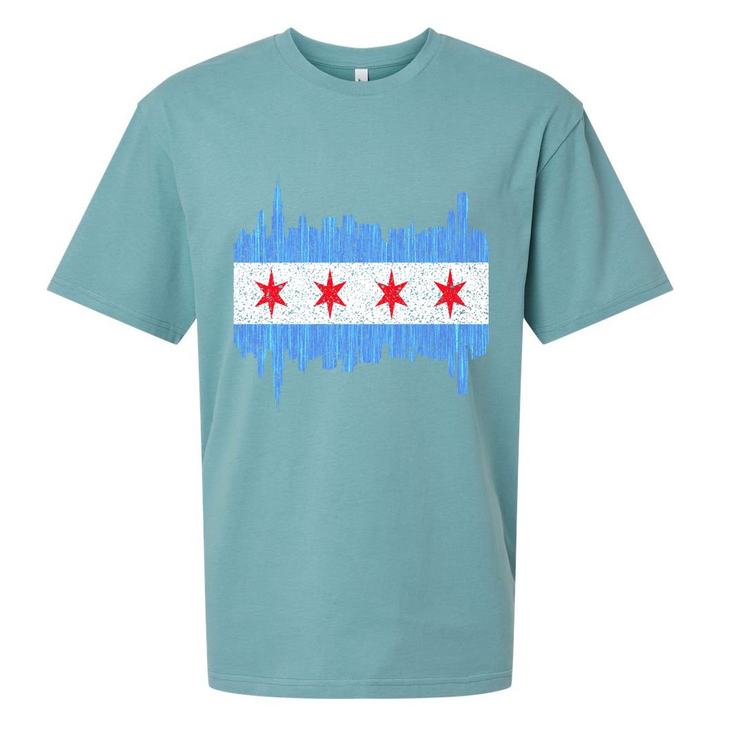 Chicago City Flag Vintage Sueded Cloud Jersey T-Shirt