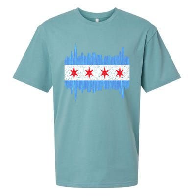 Chicago City Flag Vintage Sueded Cloud Jersey T-Shirt