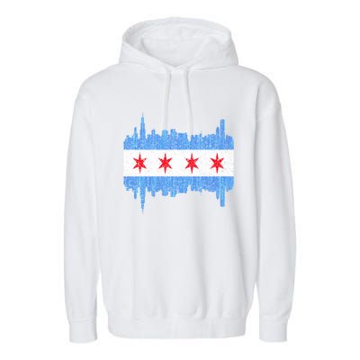 Chicago City Flag Vintage Garment-Dyed Fleece Hoodie