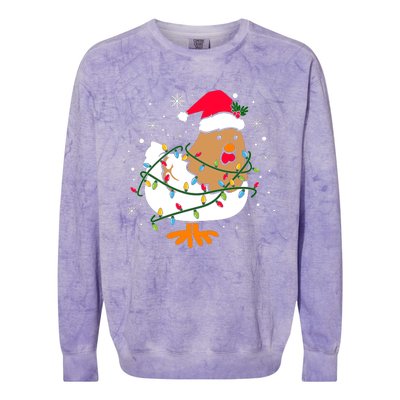 Chicken Christmas Funny Bird Funny Christmas Hat Christmas Lights Colorblast Crewneck Sweatshirt