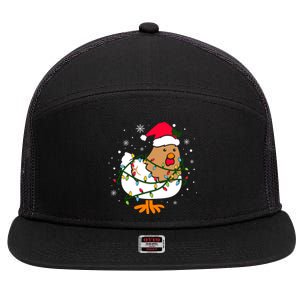 Chicken Christmas Funny Bird Funny Christmas Hat Christmas Lights 7 Panel Mesh Trucker Snapback Hat