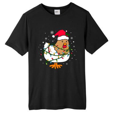 Chicken Christmas Funny Bird Funny Christmas Hat Christmas Lights Tall Fusion ChromaSoft Performance T-Shirt