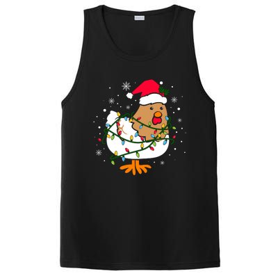 Chicken Christmas Funny Bird Funny Christmas Hat Christmas Lights PosiCharge Competitor Tank