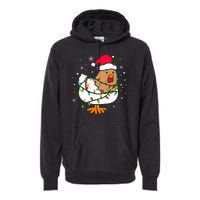 Chicken Christmas Funny Bird Funny Christmas Hat Christmas Lights Premium Hoodie