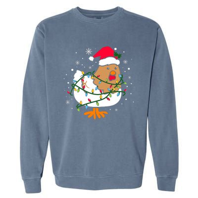 Chicken Christmas Funny Bird Funny Christmas Hat Christmas Lights Garment-Dyed Sweatshirt