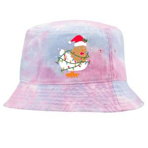 Chicken Christmas Funny Bird Funny Christmas Hat Christmas Lights Tie-Dyed Bucket Hat