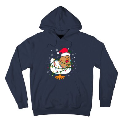 Chicken Christmas Funny Bird Funny Christmas Hat Christmas Lights Hoodie