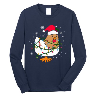 Chicken Christmas Funny Bird Funny Christmas Hat Christmas Lights Long Sleeve Shirt