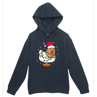 Chicken Christmas Funny Bird Funny Christmas Hat Christmas Lights Urban Pullover Hoodie