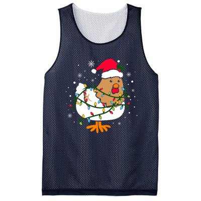 Chicken Christmas Funny Bird Funny Christmas Hat Christmas Lights Mesh Reversible Basketball Jersey Tank