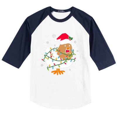 Chicken Christmas Funny Bird Funny Christmas Hat Christmas Lights Baseball Sleeve Shirt