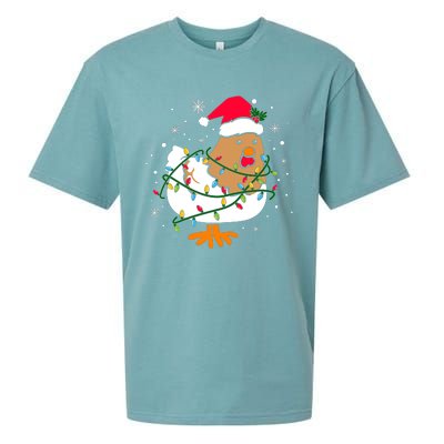 Chicken Christmas Funny Bird Funny Christmas Hat Christmas Lights Sueded Cloud Jersey T-Shirt